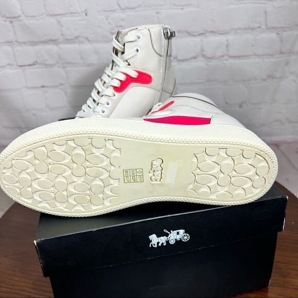 7.5 COACH High Top Leather Sneaker with hidden wedge heels NIB! Great Gift! - Picture 6 of 12